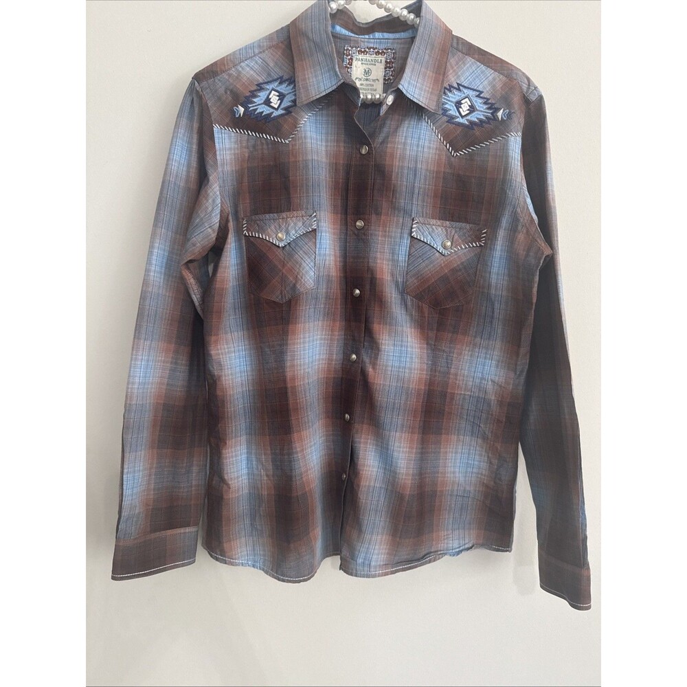 Panhandler Roughstock Women’s Medium  Pearl Snap Cotton Western Cowgirl Shirt M